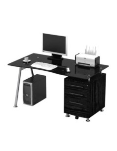 DESK Metal 150x80cm Black-Black glass