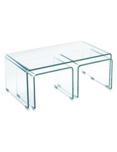 GLASSER Clear Coffee Table(+2 Side) 90x50x38cm