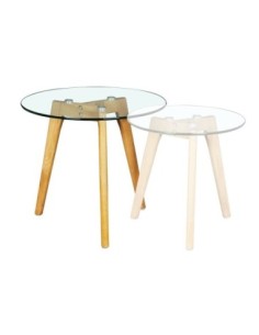 TARGET Side Table D.50xH.46cm Wood-Glass 8mm