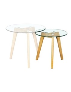 TARGET Side Table D.40xH.41cm Wood-Glass 8mm