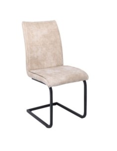 TORY Chair Black Metal-Suede Beige Fabric