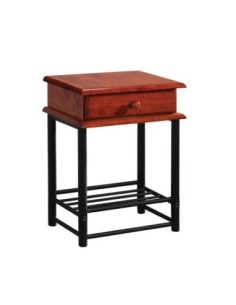 FLORA-II Side Table Metal Black-Wood Walnut