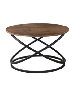 TORRE Coffee Table d.79x46cm Metal Black-Dark Walnut