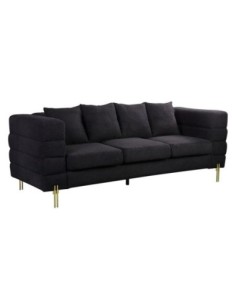 MORRIS Sofa 3-Seater Black Teddy Fabric