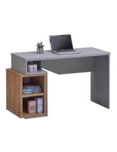 PC Desk (3 shelves) 120x50cm Grey-Light Walnut