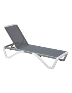 SUMMER KD Sunlounger, PP White, Textilene Grey