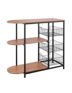 KITCHEN Rack Metal Black-Natural Oak