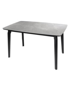 DALIN Table 130x80cm Black Wood-Sintered Stone Grey Marble