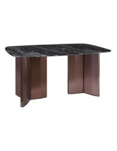 BARRY Table 160x90cm Marble Top, Metal Walnut Base