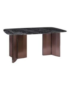 BARRY Table 180x90cm Marble Top, Metal Walnut Base