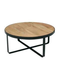 OVEN-W Coffee Table d.80x35 Acacia Natural Finish (Black Paint)