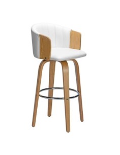 ENZO Bar Stool Natural-Pu White