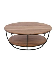 ROY-W Coffee Table d.90x35 Acacia Natural Finish (Black Paint)