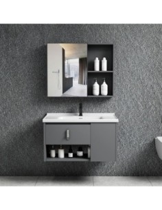 IDEA-2 Bathroom Set Grey (Countertop with sink and mirror) 60x47x45cm