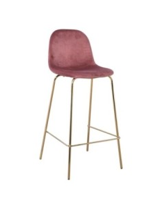 CELINA Bar Stool Gold Metal, Antique Pink Velure