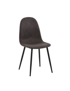 CELINA Black Metal Chair, Suede Grey Fabric