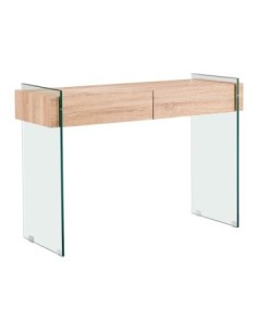 GLASSER Wood Console Clear 12mm Glass-Sonoma 110x40x76cm