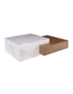 TIM Double Coffee Table (80+80)x80x25-35cm White-Walnut