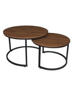 BOZZI Set-2 Coffee Tables D.59cm+D.74cm Metal Black-Walnut