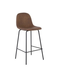 CELINA Bar Stool Black Metal, Brown Suede Fabric (seat height 67cm)