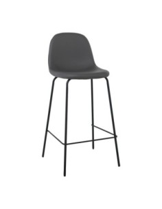 CELINA Bar Stool Black Metal, Grey Pvc (seat height 67cm)