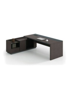 ADVANCE Desk Left 180x160cm Dark Walnut-Sky Grey