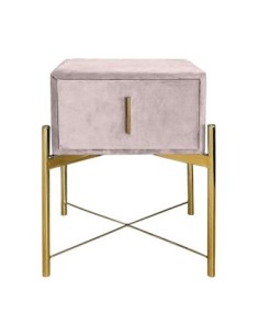 PASSION Bedside Cappuccino Velure Fabric 1-Drawer