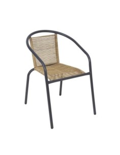 MIKA Armchair Metal Anthracite-PE Rattan Natural