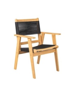 COFFEE Dining Armchair, Acacia Natural, Rope Wicker Black