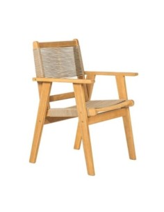 COFFEE Dining Armchair, Acacia Natural, Rope Wicker Beige