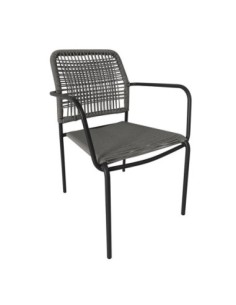 LUIGI Armchair Metal Anthracite-Rope Wicker Grey