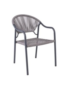 POLIS Armchair Metal Anthracite-Rope Wicker Grey